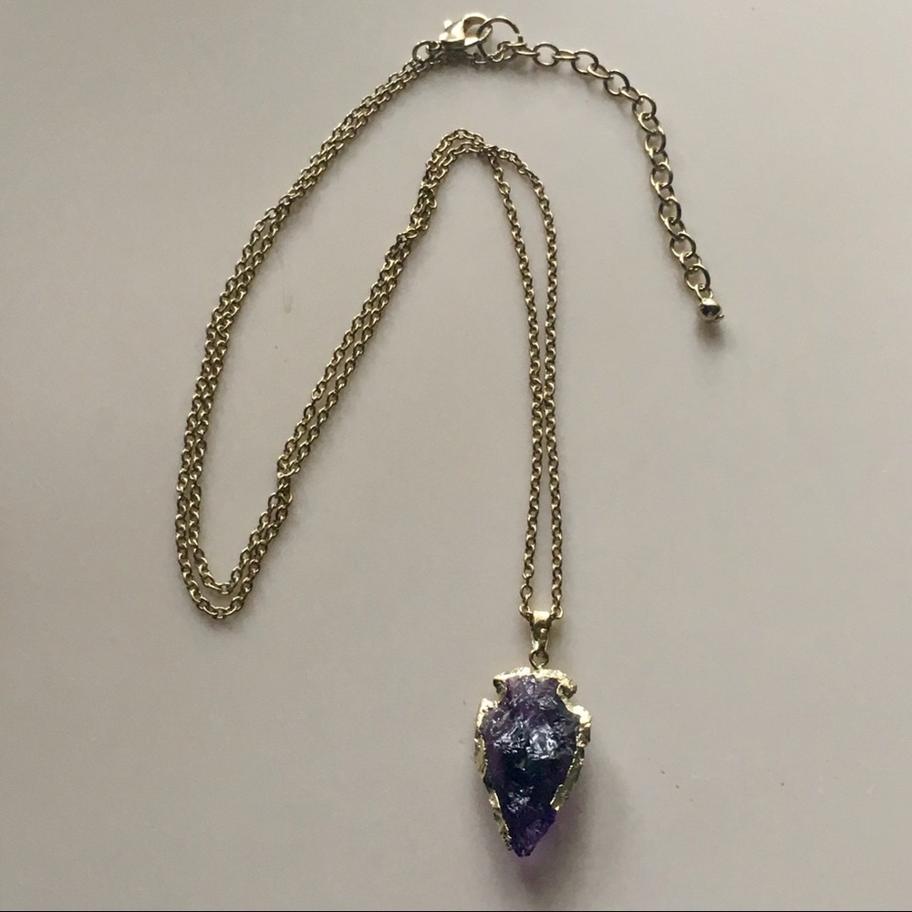 🆕 Handcrafted Amethyst Arrowhead Pendant Necklace - Picture 3 of 8